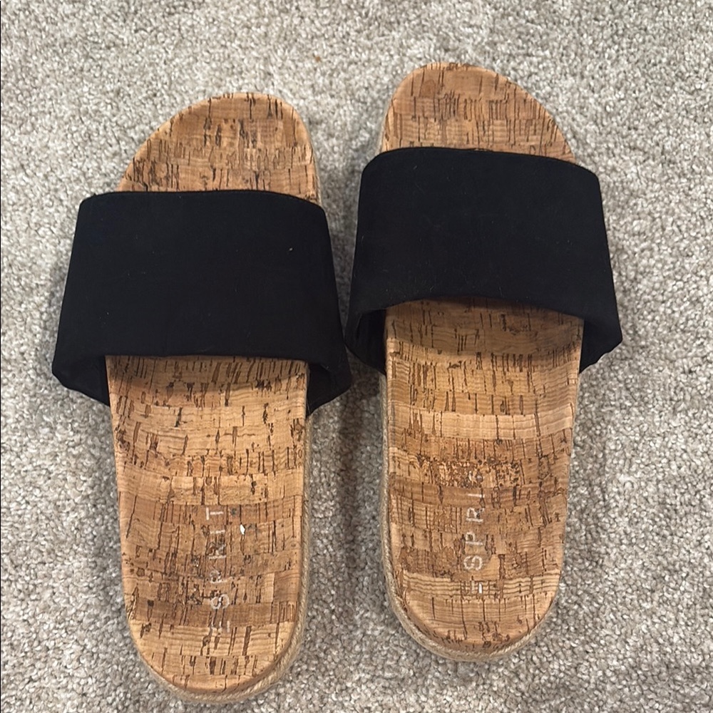Esprit Black Cork Slide Sandals
